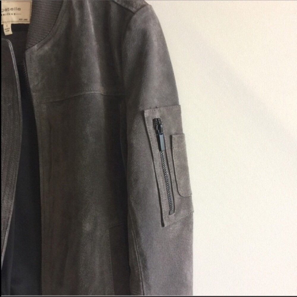 NWT Bagatelle gray leather suede bomber jacket - Picture 4 of 12